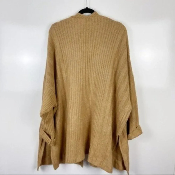NEW TOPSHOP Oversized Ribbed Open Front Cardigan Sweater Camel Women's Size 12 - Picture 3 of 12